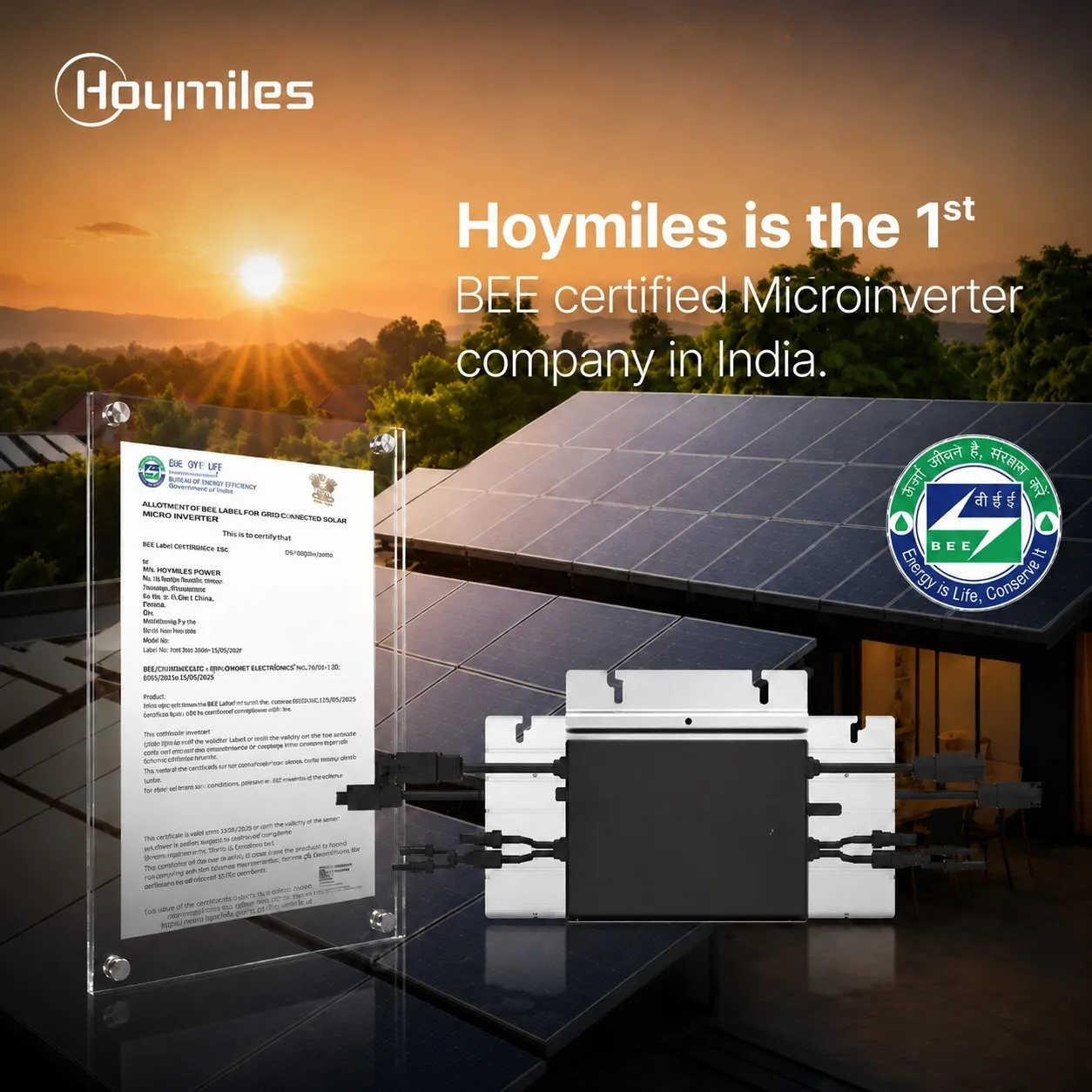 Hoymiles Microinverters Certified with BEE Rating, Setting a New Benchmark for Solar Efficiency in India