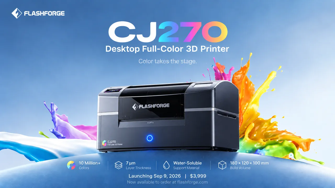 Flashforge Launches CJ270, the World’s First Desktop Full-Color 3D Printer at $3,999