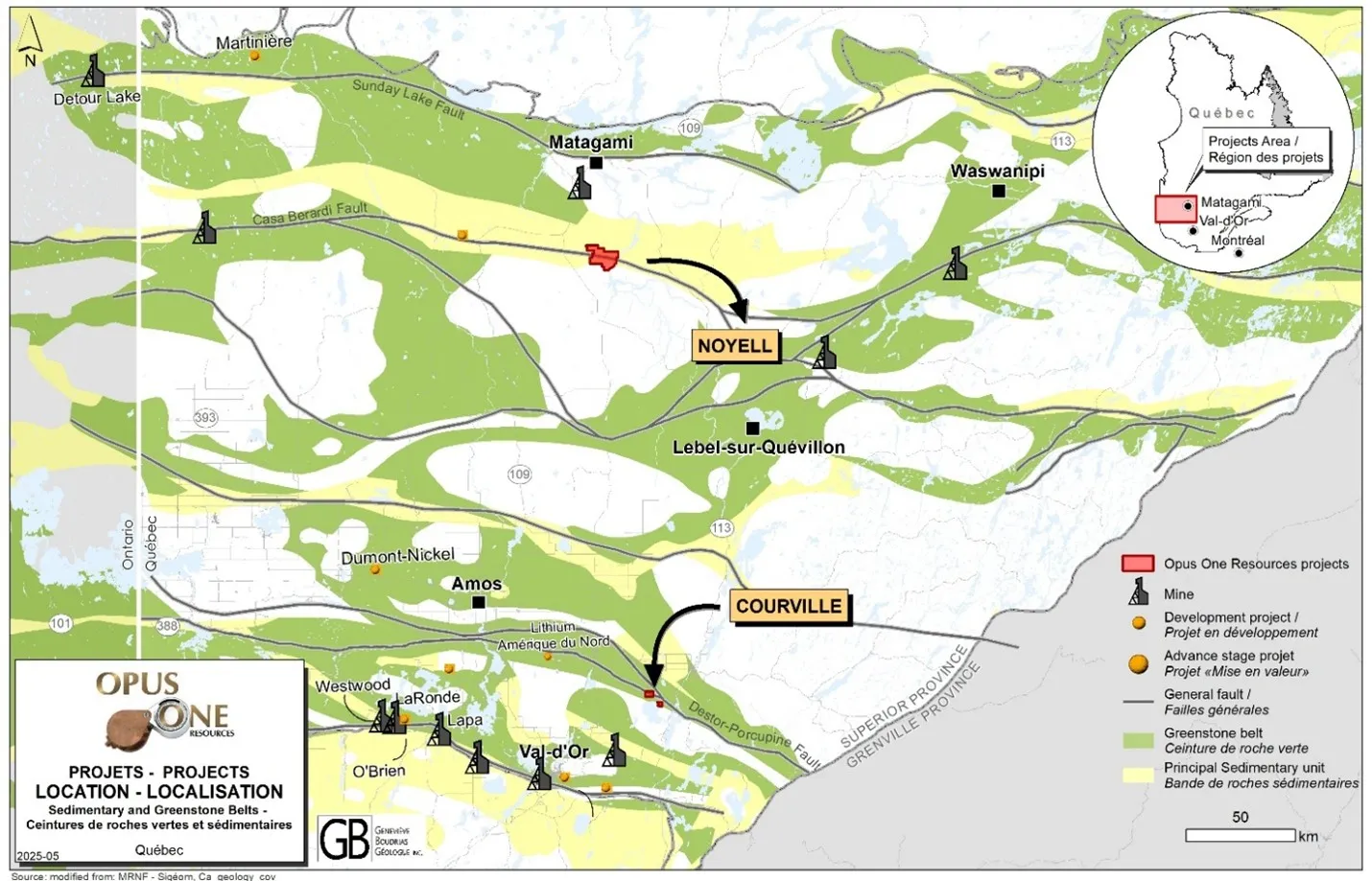 Opus One Gold Corp Resumes Drilling on Its 100% Owned Noyell Gold Project, Abitibi, Quebec